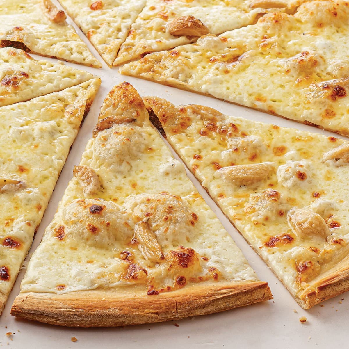Thin Crust White Cheese & Garlic Pizza - 8 Slices