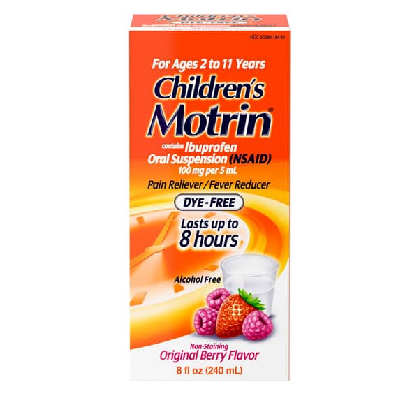 Motrin Children's Dye-Free Berry Flavor Fever Reducer Pain Reliever Oral Suspension