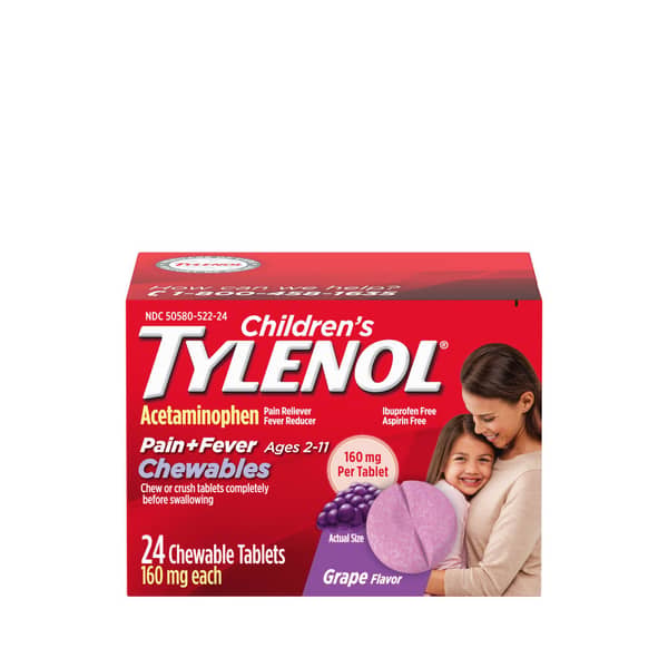 Tylenol Childrens Pain & Fever Acetaminophen 160 mg Grape Flavor Chewable Tablets