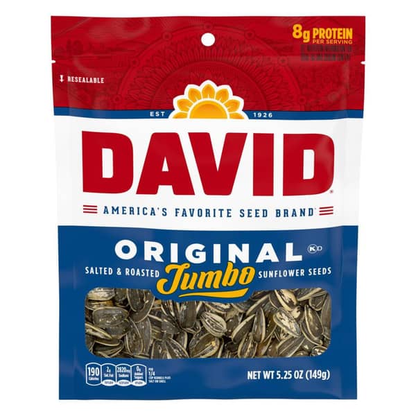 David Seeds Keto Friendly Salted & Roasted Original Jumbo Sunflower Seeds Bag
