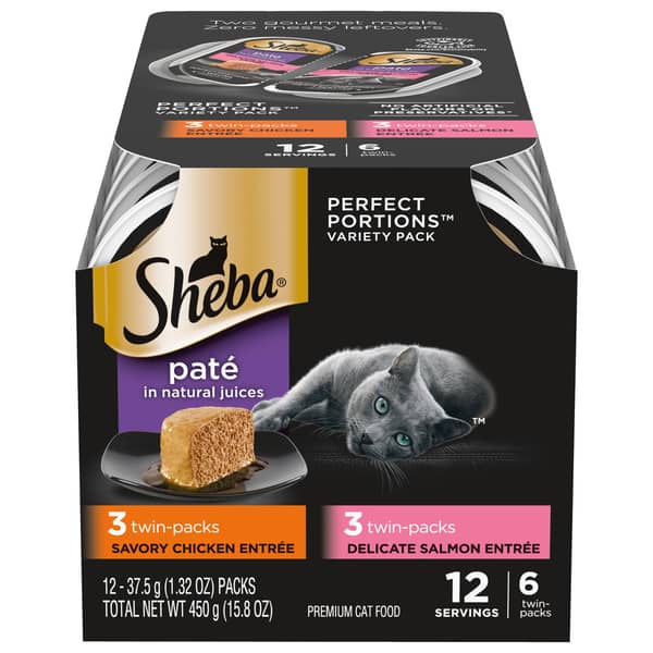 Sheba Perfect Portions Savory Chicken Entree & Delicate Salmon Pate Wet Cat Food