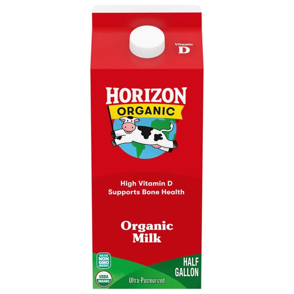 Horizon Organic High Vitamin D Ultra Pasteurized Whole Milk Carton