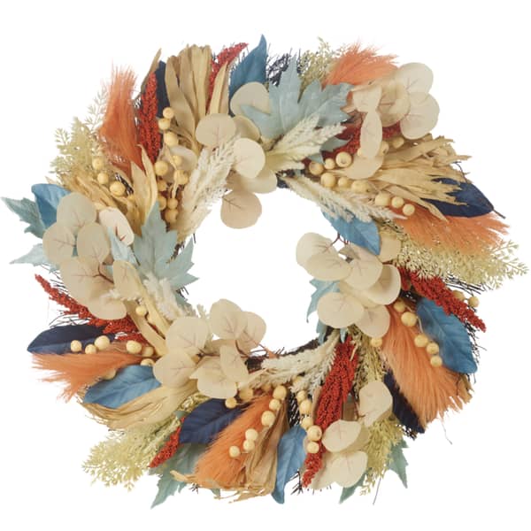 Fall Fest Blue Floral Wreath, 24.5 in