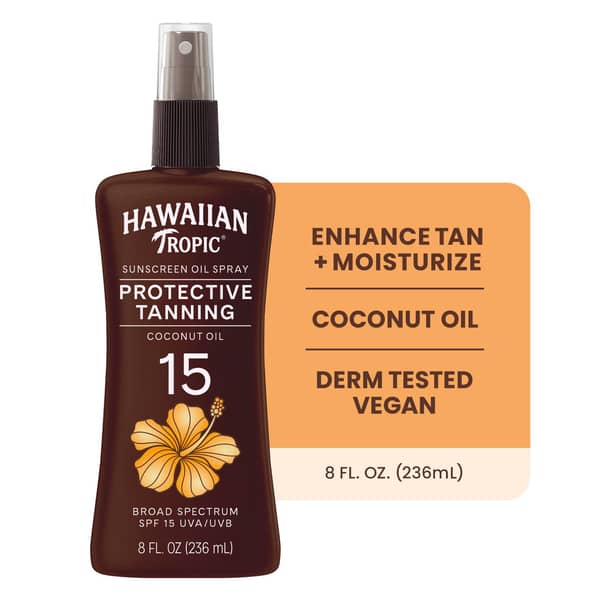 Hawaiian Tropic Protective Tanning Broad Spectrum SPF 15 Sunscreen Oil Spray