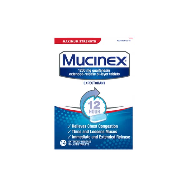 Mucinex Maximum Strength 12-Hour Chest Congestion Expectorant 1200 mg Bi-Layer Tablets