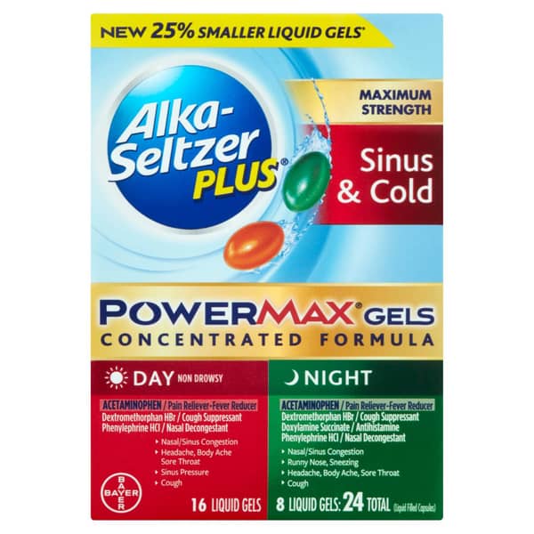 Alka-Seltzer Plus PowerMax Maximum Strength Day & Night Sinus & Cold Liquid Gels