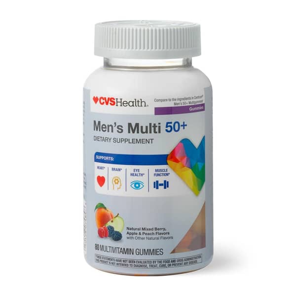 CVS Health Men's 50+ Multivitamin Gummies Natural Mixed Berry, Apple & Peach