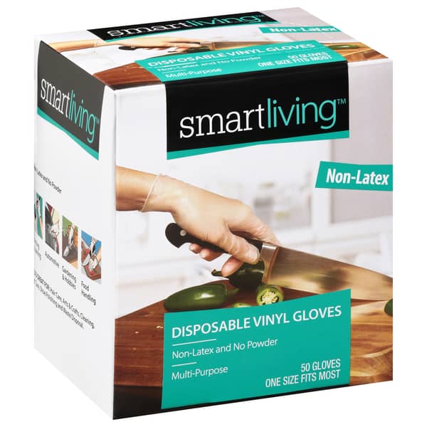 Smart Living Vinyl Non-Latex Disposable Multi-Purpose One Size Fits Most Gloves