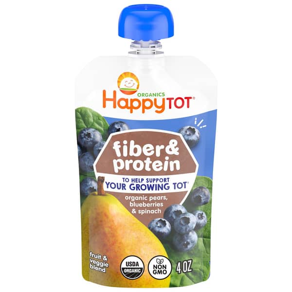 Happy Tot Gluten Free Vegan Pears, Blueberries & Spinach Baby Food Pouch