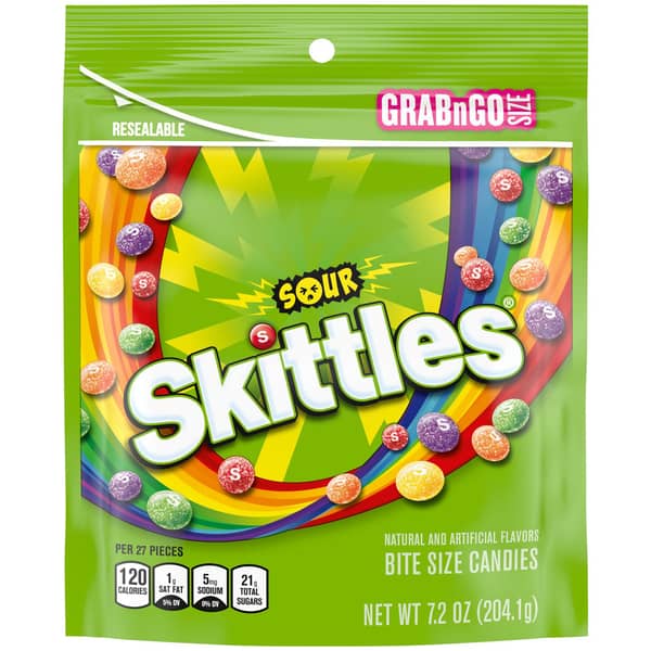 Skittles Sour Chewy Candy Bag Grab N Go Size
