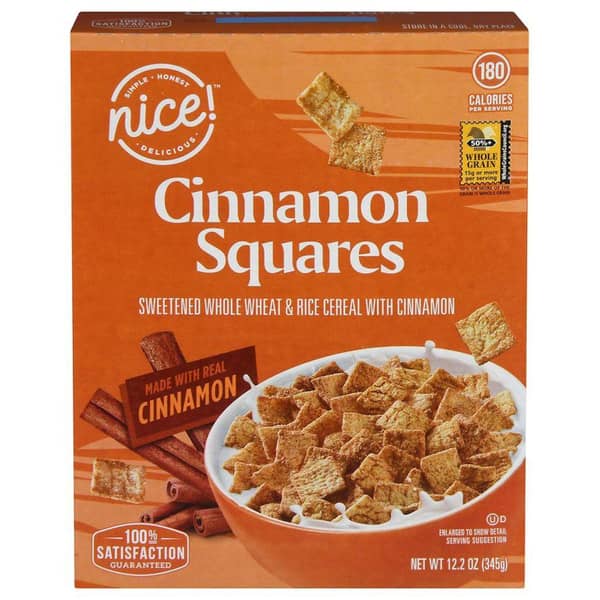 Nice! Cinnamon Squares Sweetened Whole Wheat & Rice Cereal