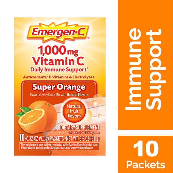 Emergen-C Daily Immune Support Super Orange Vitamin C 1000 mg Powder Drink Mix Packets