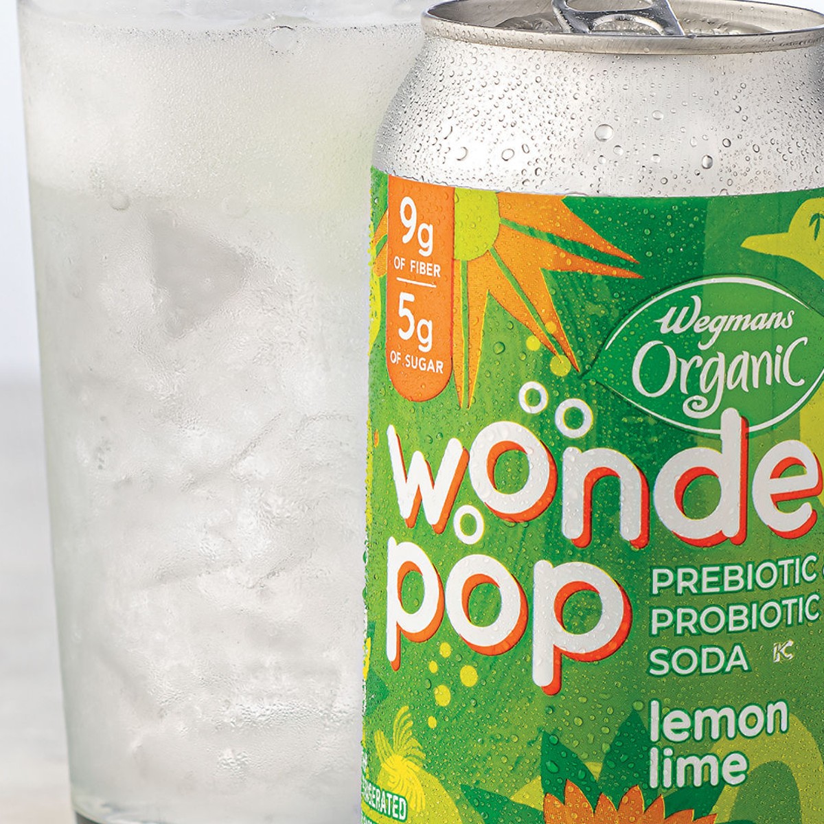 Wegmans Organic Wonder Pop Probiotic Drink Lemon Lime Soda